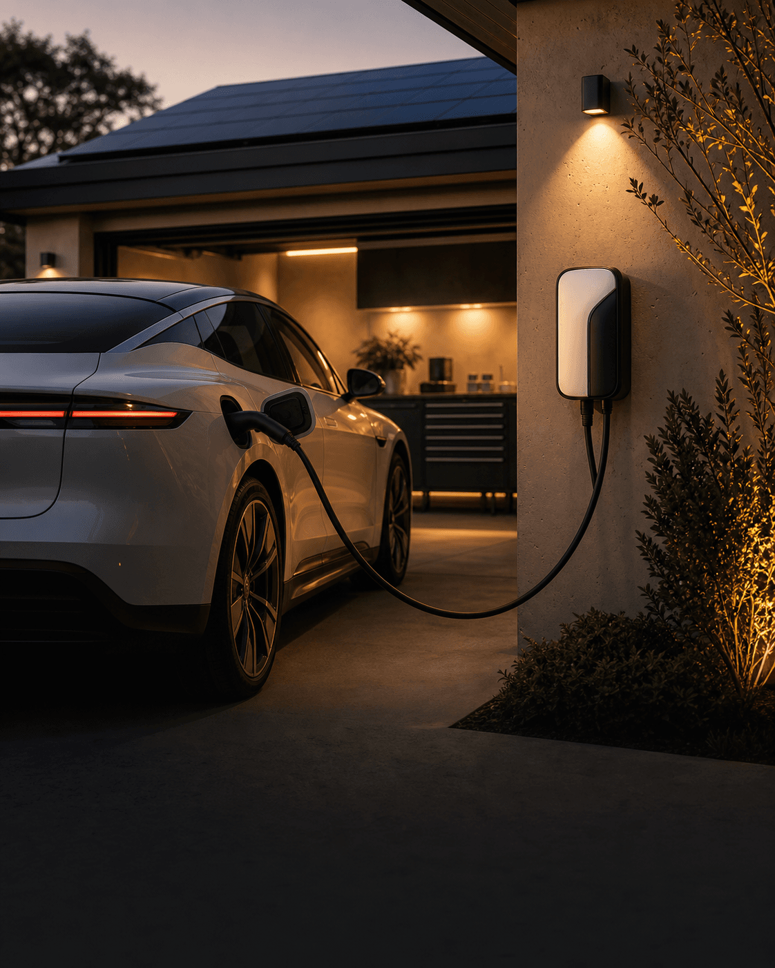 Electric vehicle charging at a home powered by solar